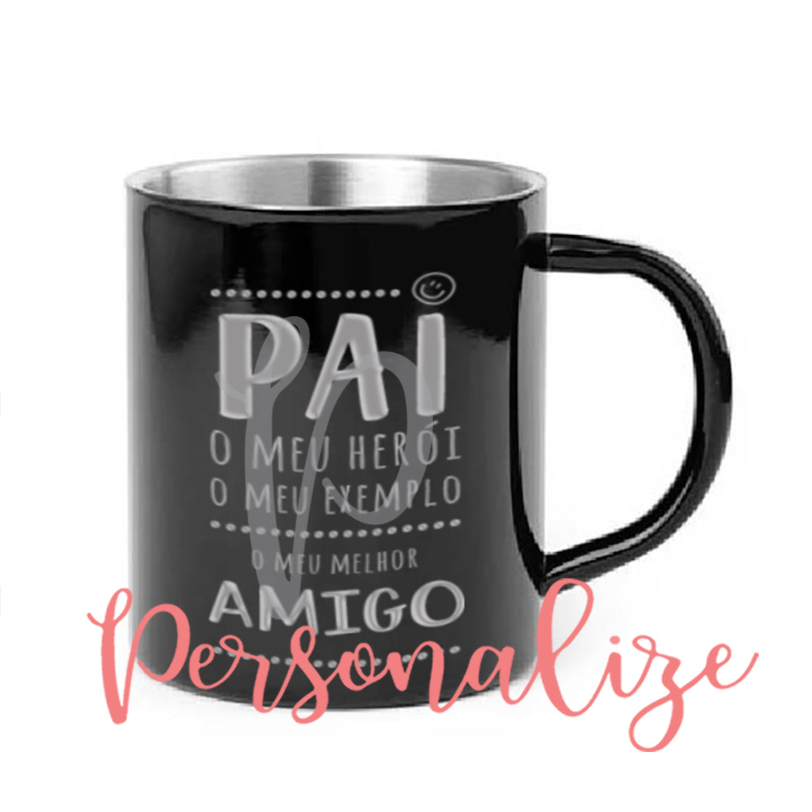 Caneca em aço inox " PAI meu heroi" Personalize