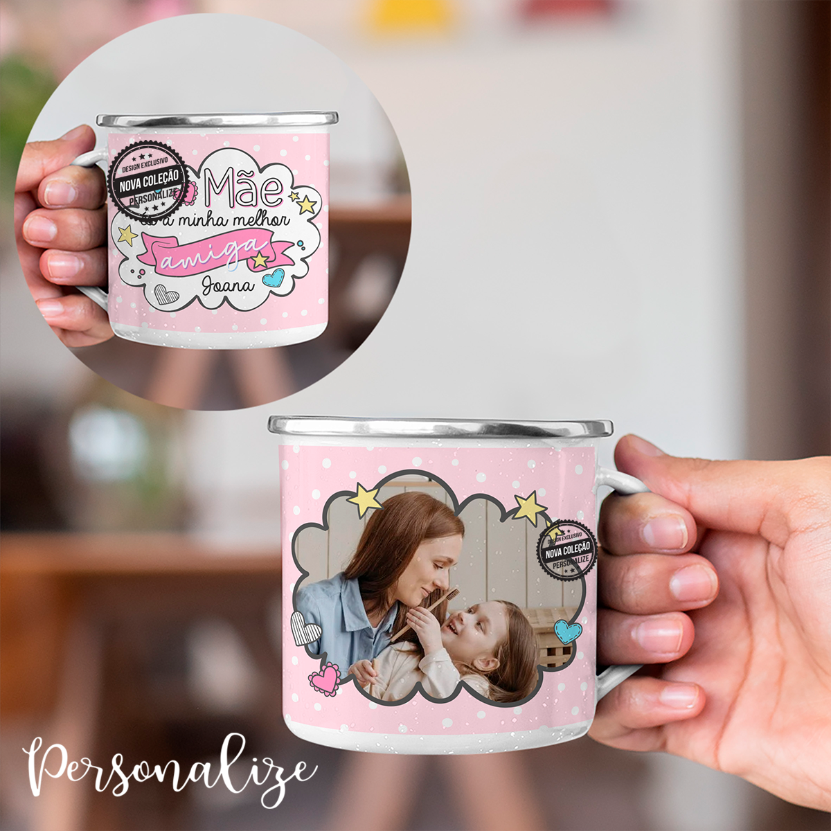 Caneca de esmalte "Mãe, és a minha melhor amiga"