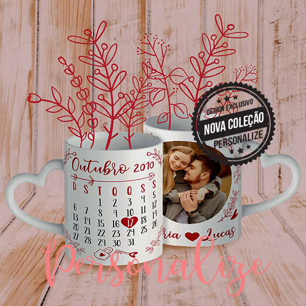 Canecas de cerâmica com asa em coração