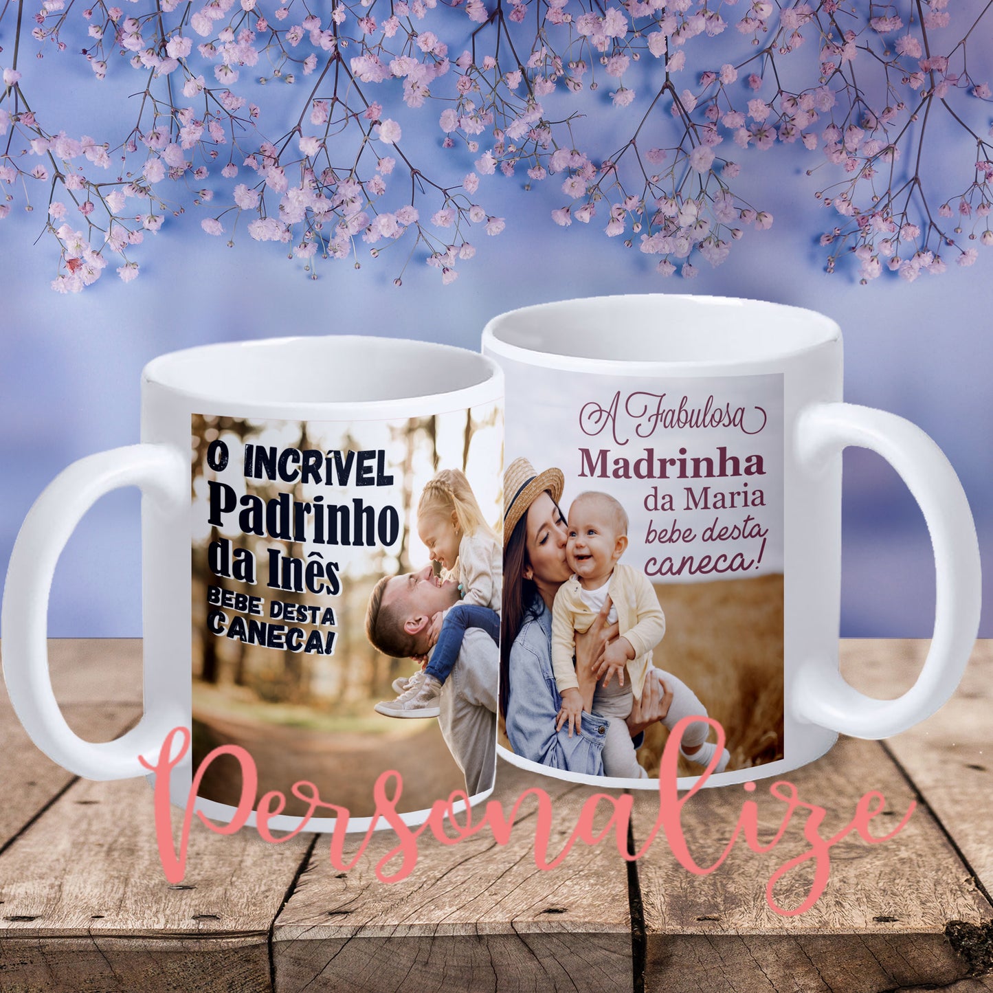 Canecas de ceramica Padrinho e / ou Madrinha