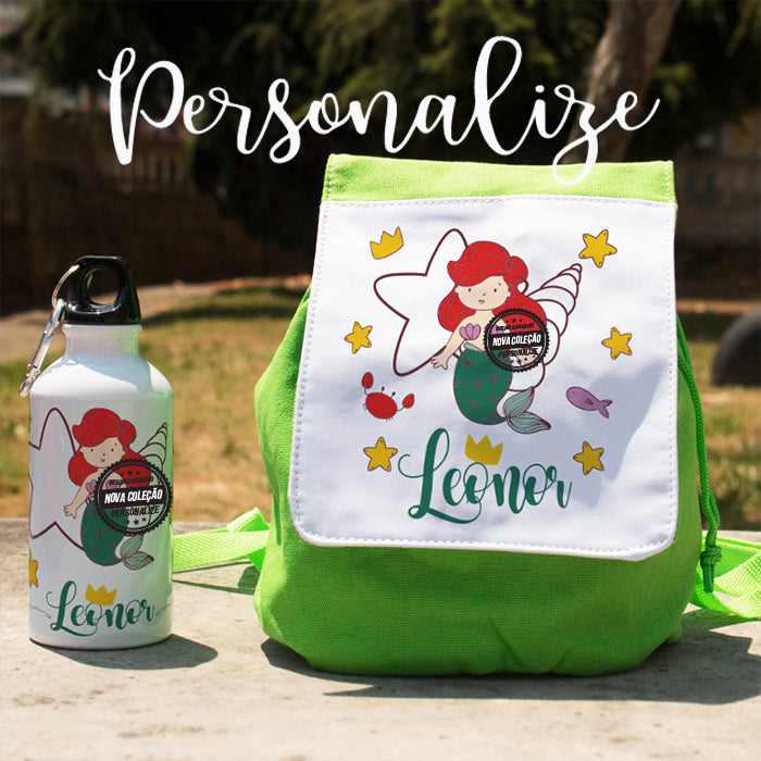 Conjunto mochila e/ou garrafa "Pequena Sereia"