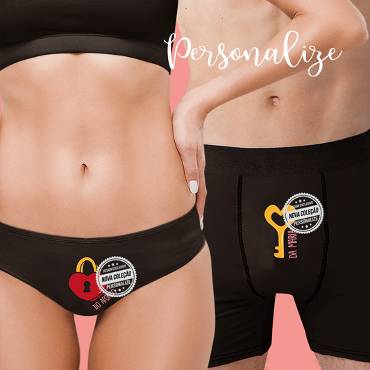 Mais um dos conjuntos preferidos para o dia dos namorados. Conjunto com boxer e cueca clássica personalizada com o nome que desejar.