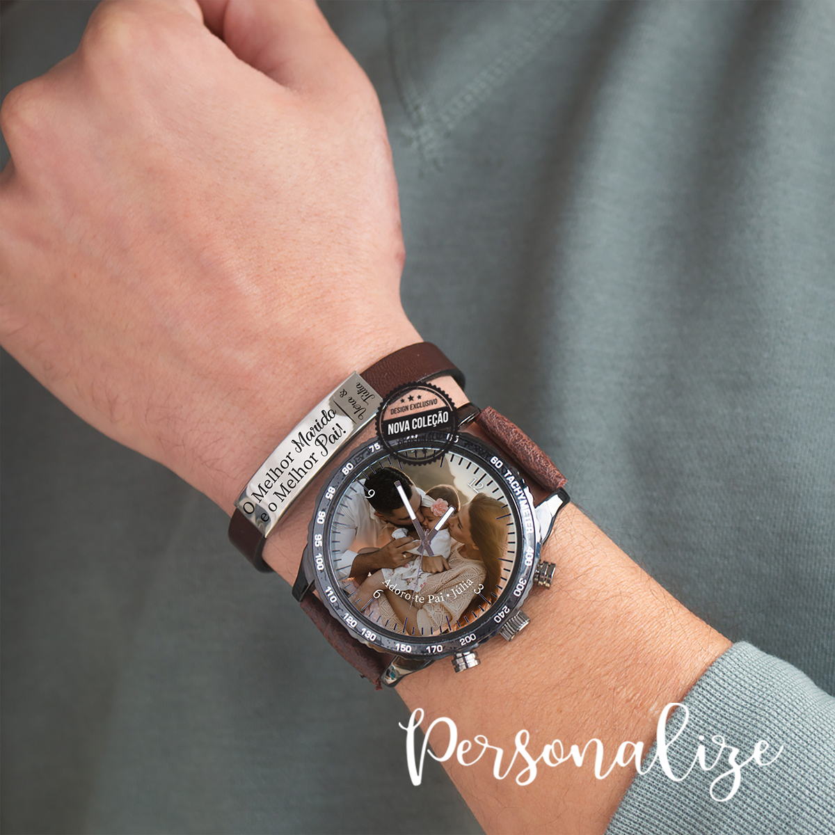 Relógio de fotografia e/ou pulseira " Melhor marido e pai"