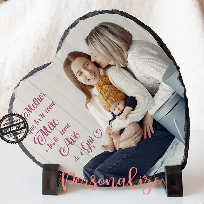 Moldura de xisto " Melhor do que ter-te como Mãe é ter-te como Avó "