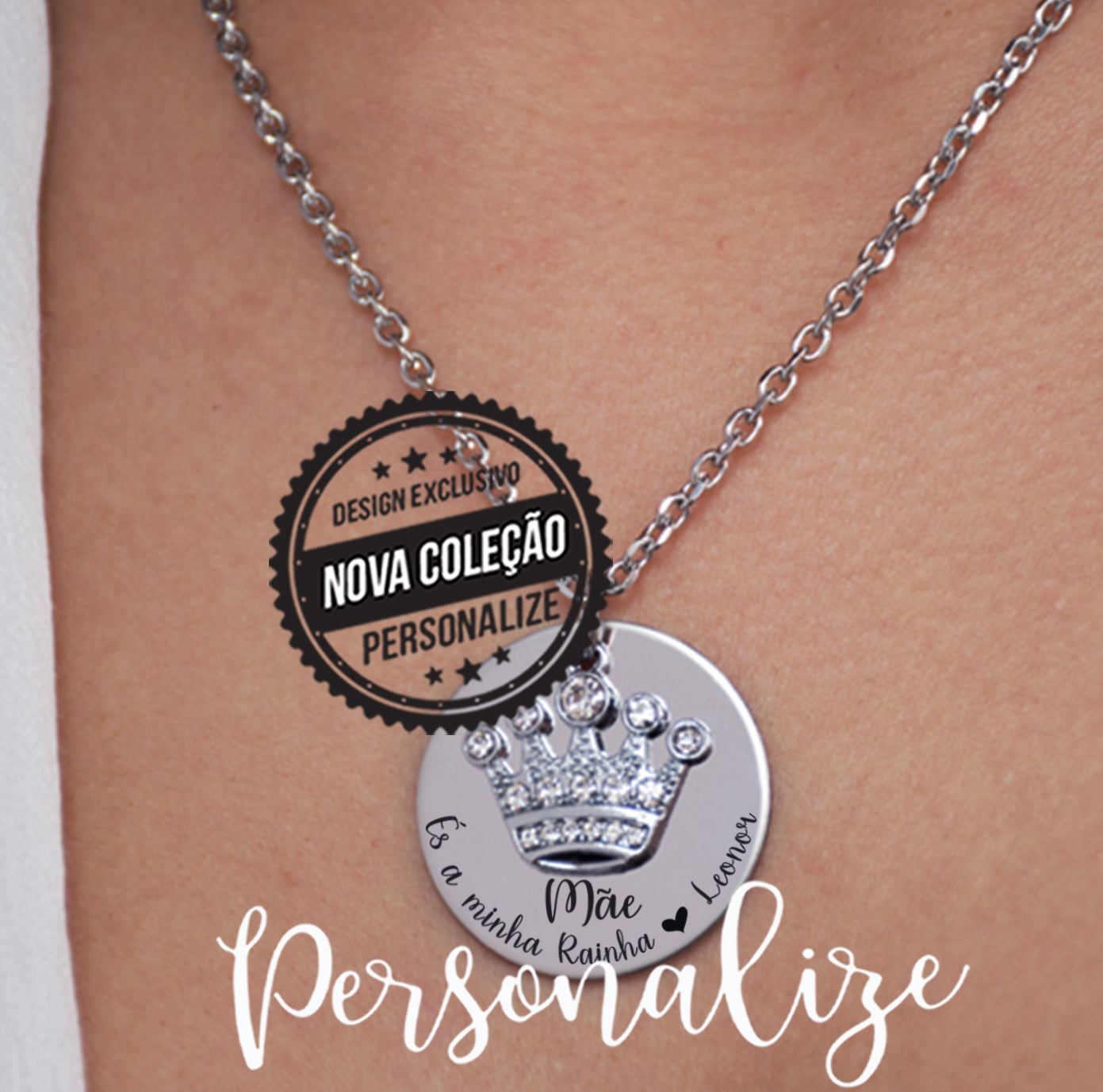 Fio com coroa "Mãe és a minha rainha" Personalize