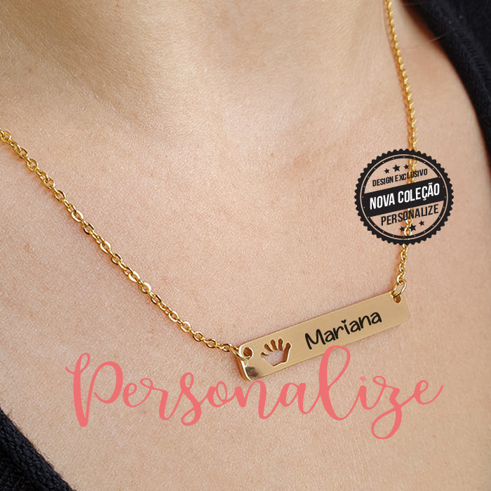 Fio com coroa recortada e nome Personalize