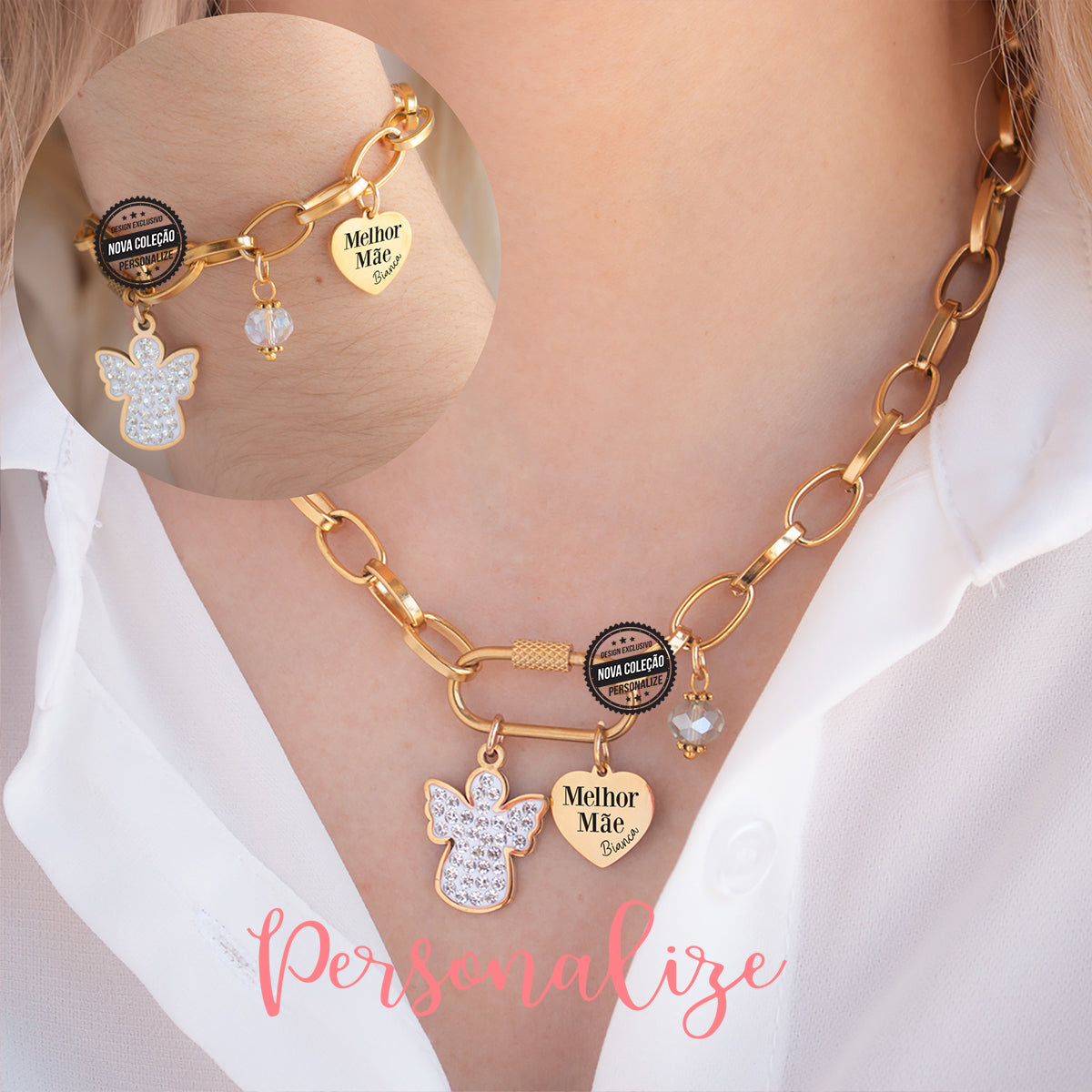 Fio e/ou pulseira Anjo "Melhor Mãe"