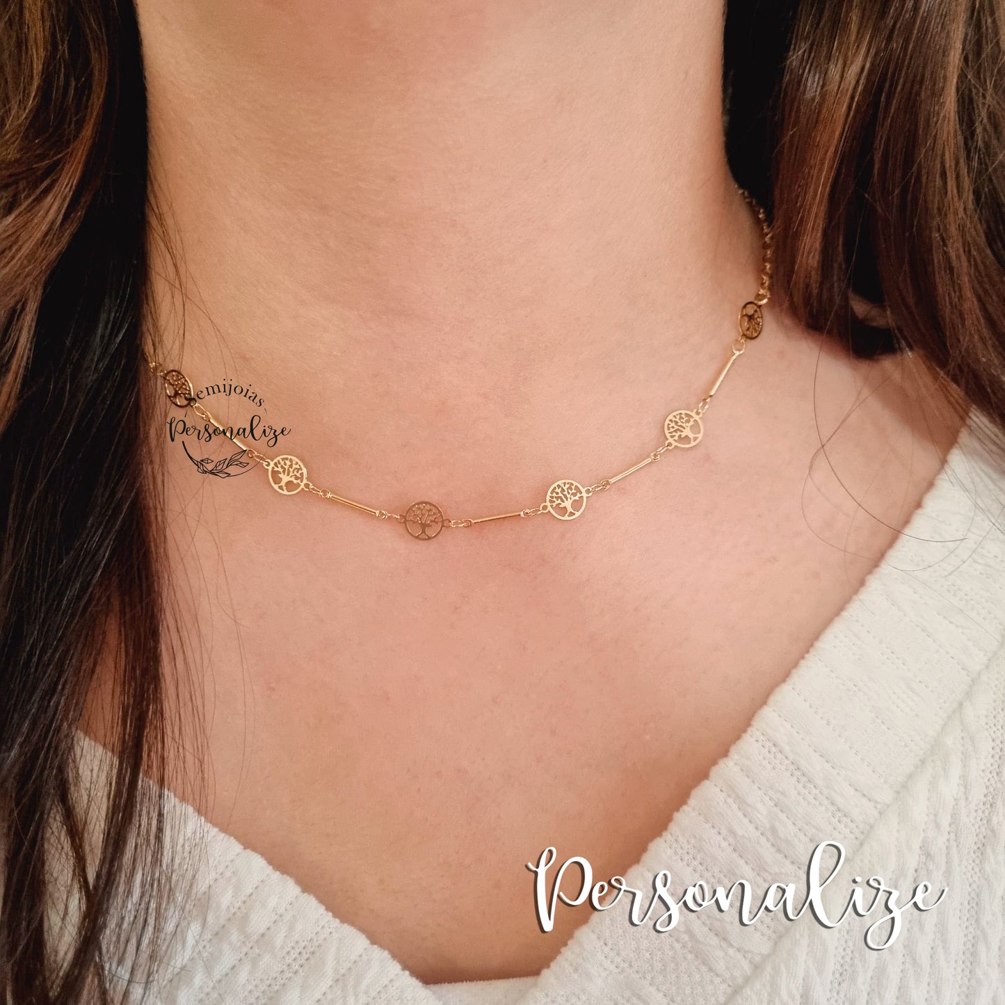 Fio semijoia gargantilha "árvore da vida"