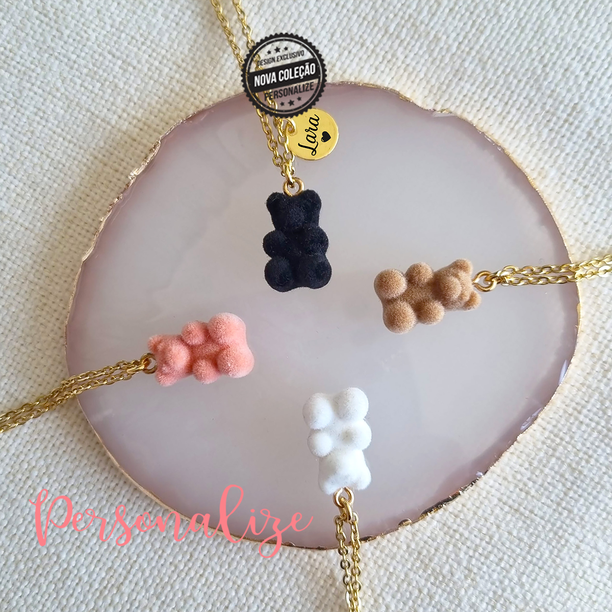 Fio ursinho veludo "Nome"