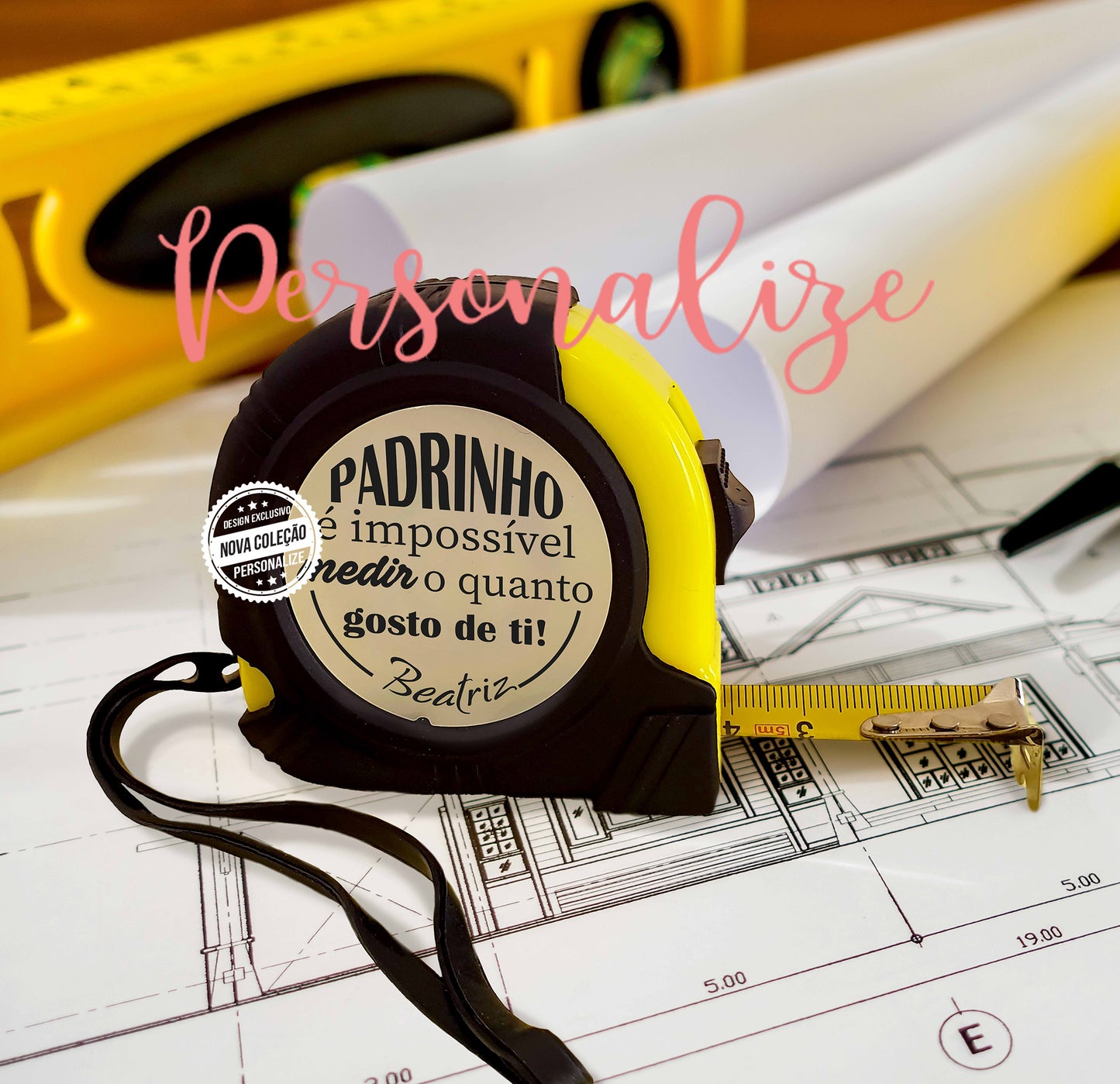 Fita métrica " Padrinho é impossível medir o quanto eu gosto de ti"