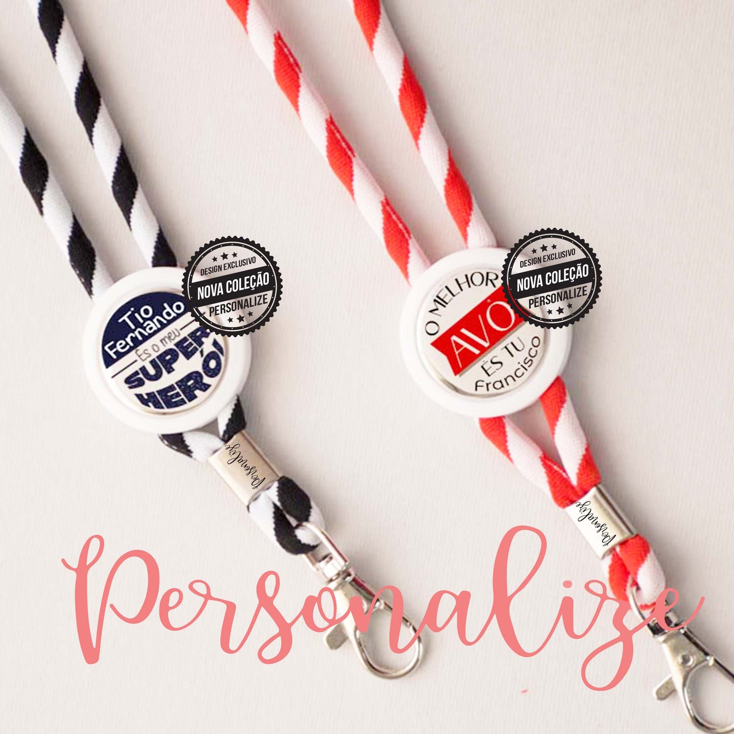 Fitas de pescoço " Tio Super Heroi " e " O melhor avô és tu" Personalize