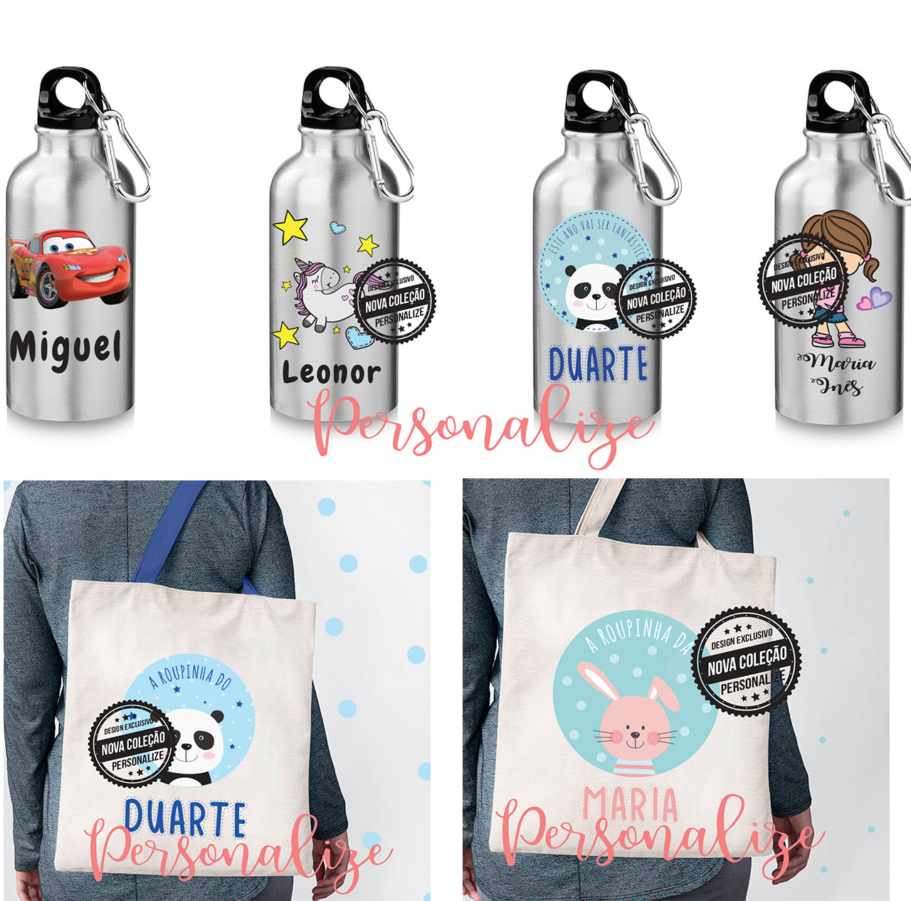 Garrafas e Sacos personalizados Personalize