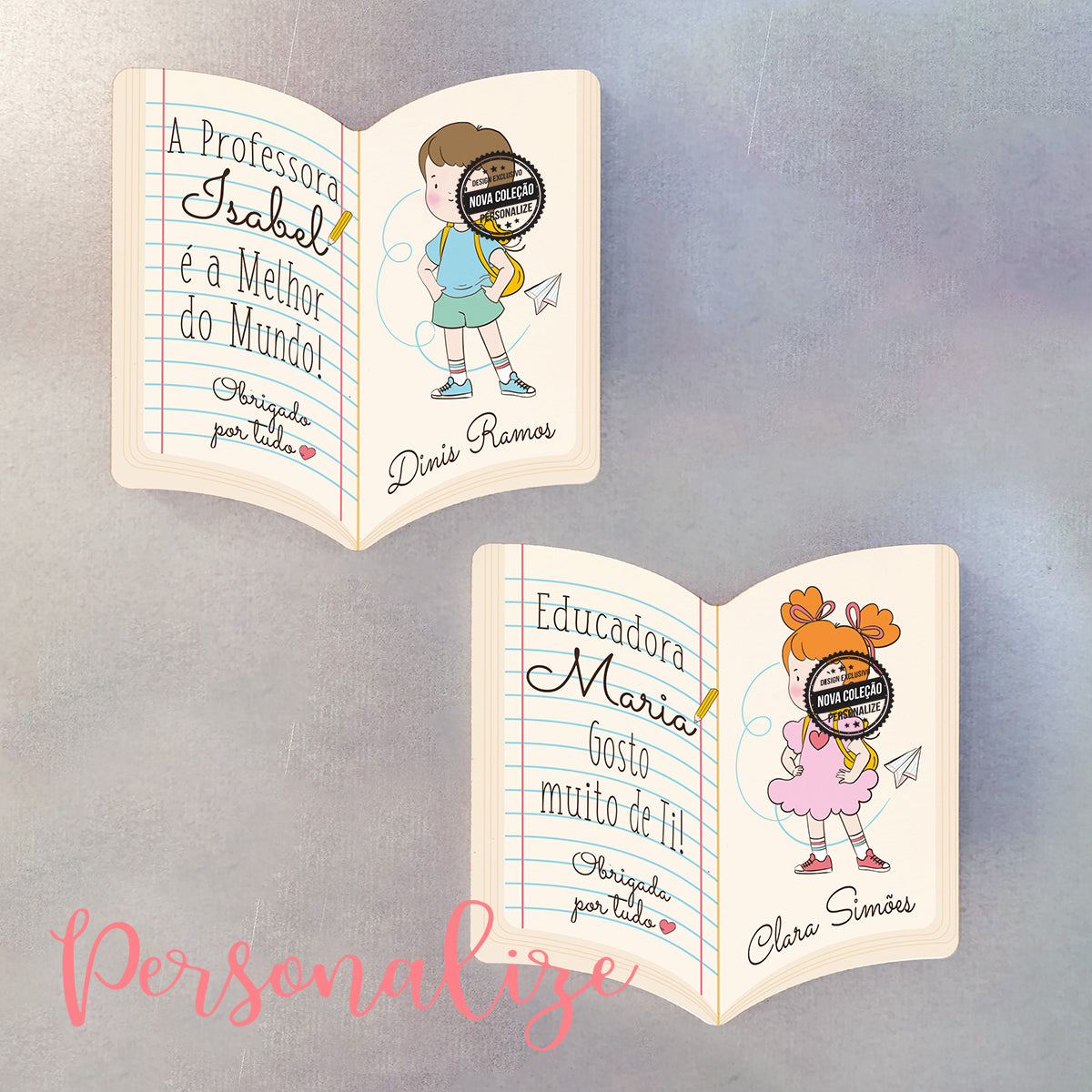 iman de madeira formato livro para educadora e professora