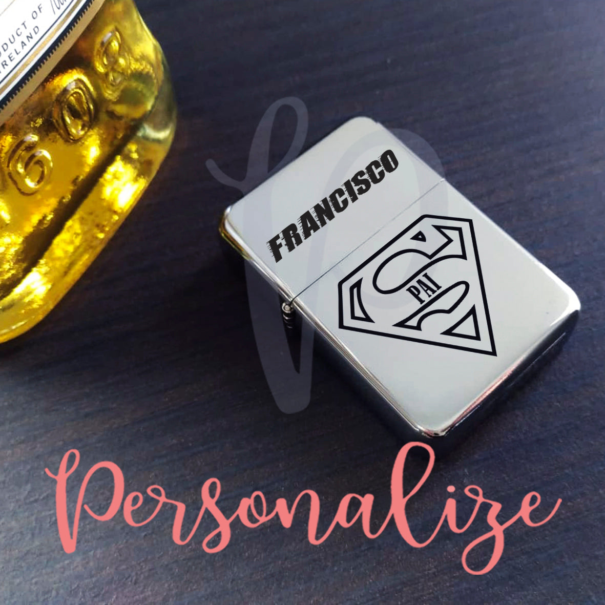 Isqueiro metálico recarregável " super pai" Personalize
