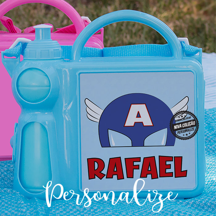 Lancheira com uma divisória + garrafa " Heróis "