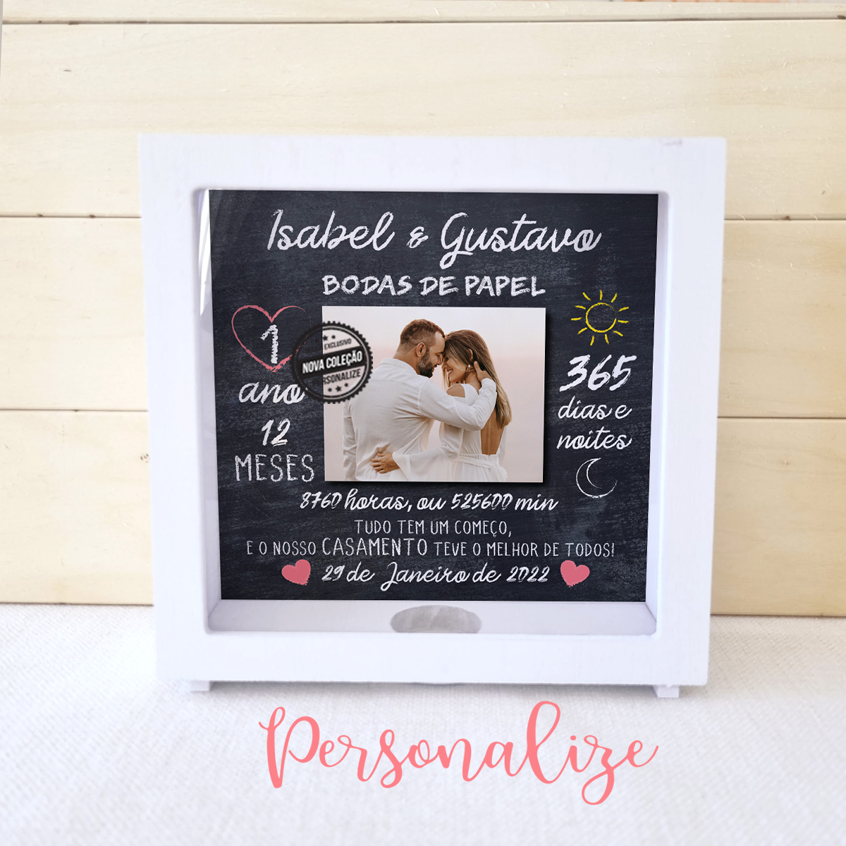 Marque a sua data especial com um presente super especial personalizado por si. Escolha a sua fotografia preferida e marque o momento com as palavras perfeitas para a sua cara metade.