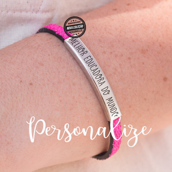 Pulseira efeito caviar " Melhor Educadora do Mundo"