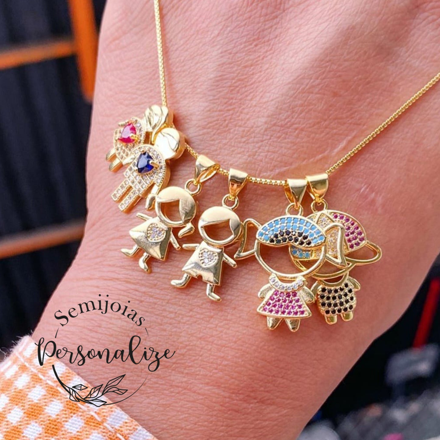 Colar semijoia " Família colorida