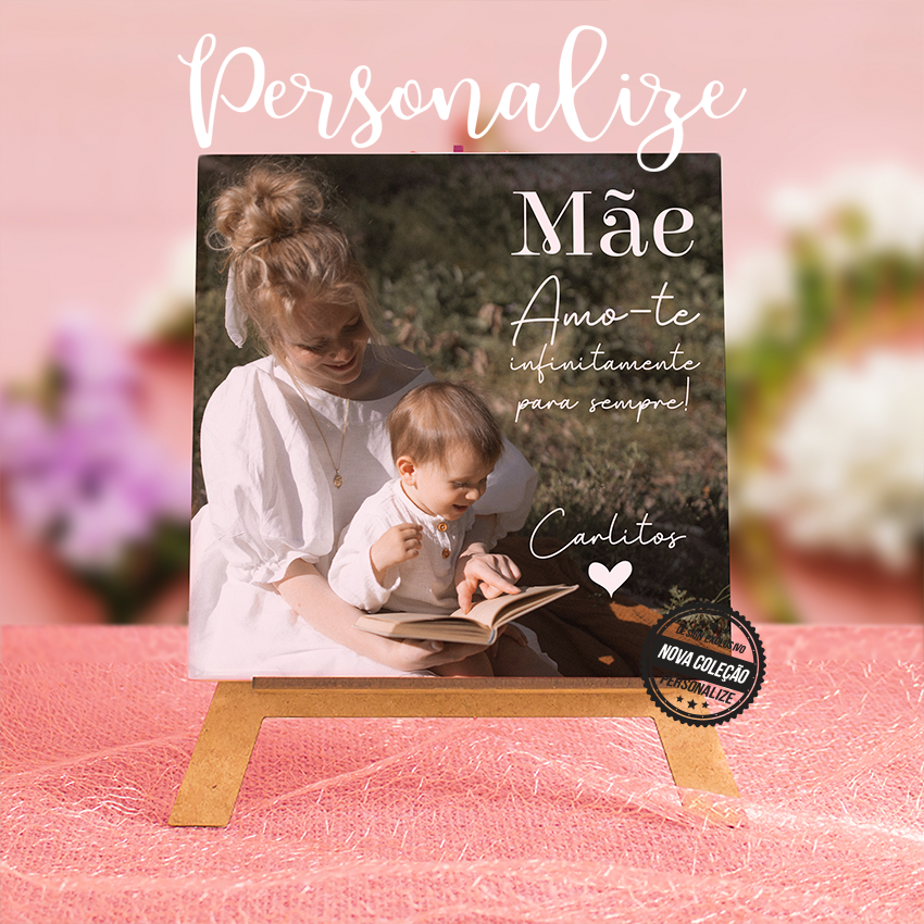 Moldura em azulejo com suporte de madeira "