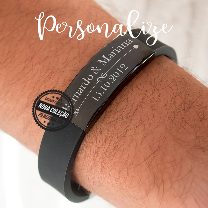 Pulseira silicone " nomes e datas"