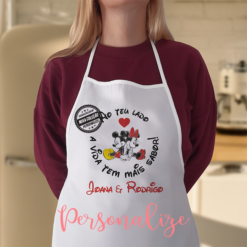 Avental em tecido "Ao teu lado a vida tem mais sabor"
