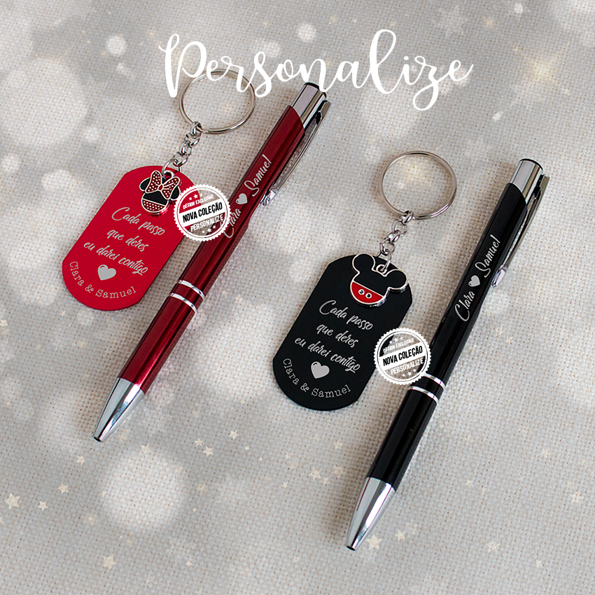 Conjunto porta-chaves "Minnie e Mickey"