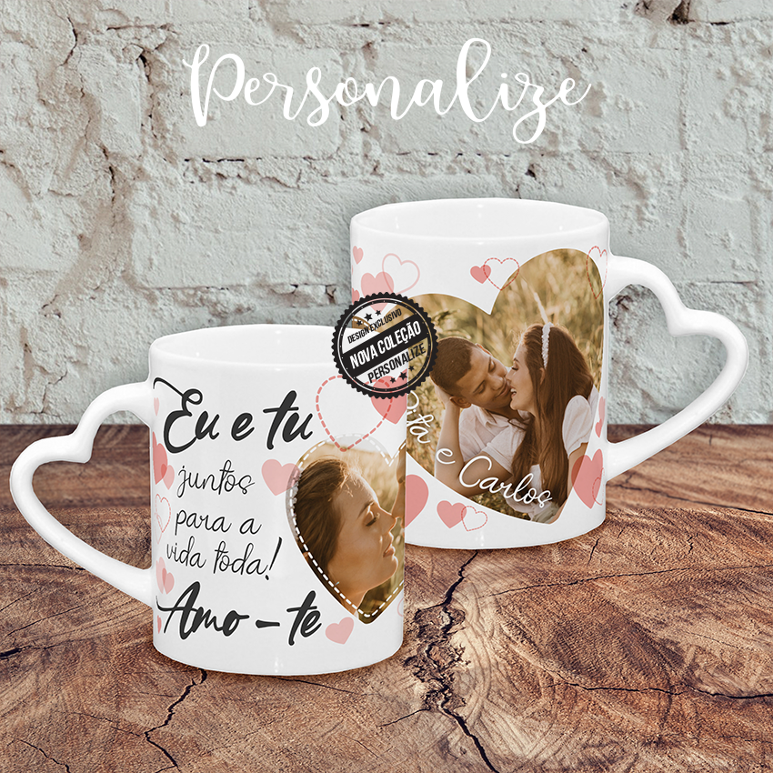 Caneca asa coração "Juntos para a vida toda"