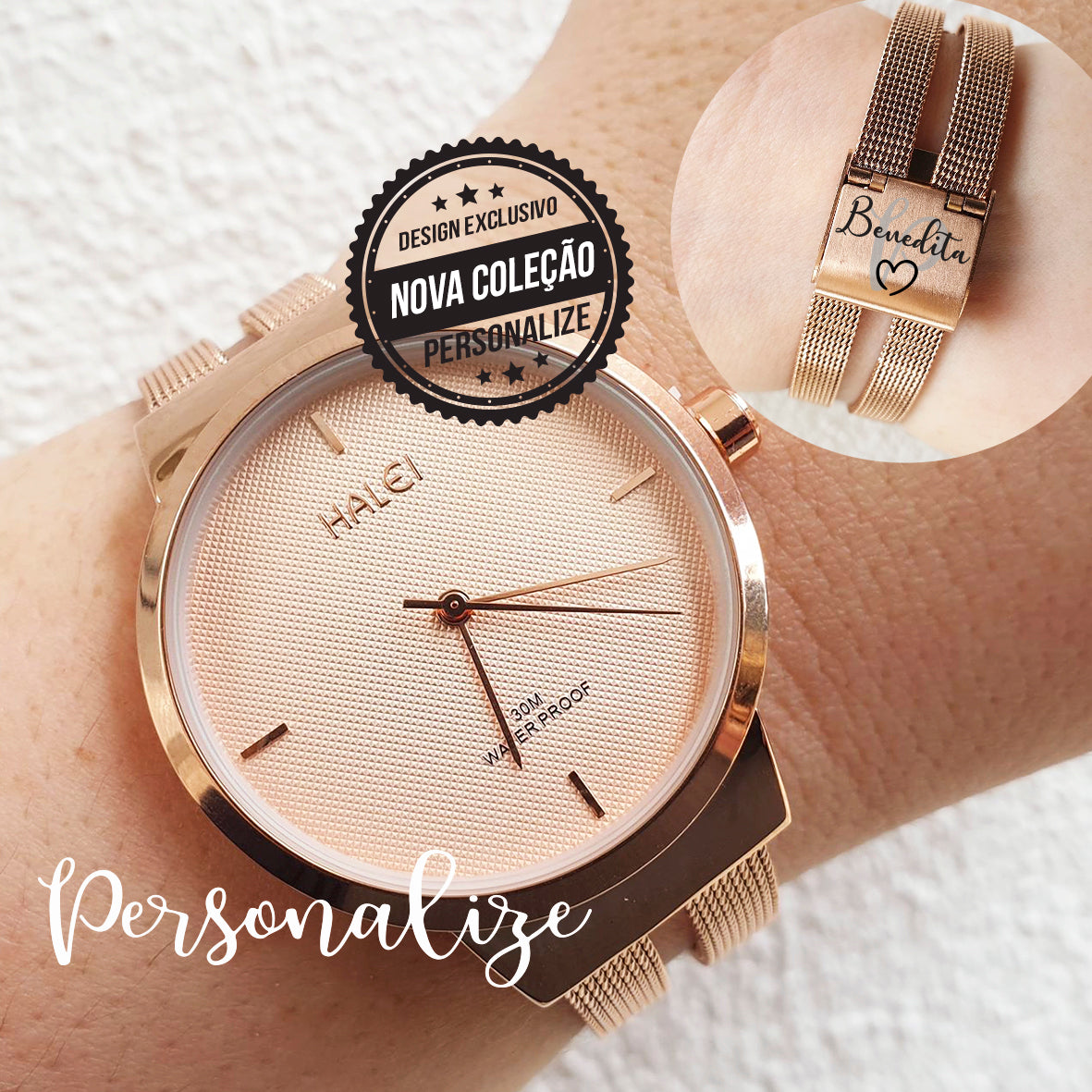 Relógio personalizável nome ou frase Personalize