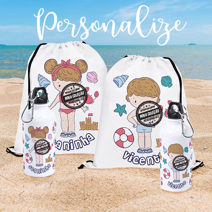 Mochila saco " Menina/o praia" e /ou garrafa