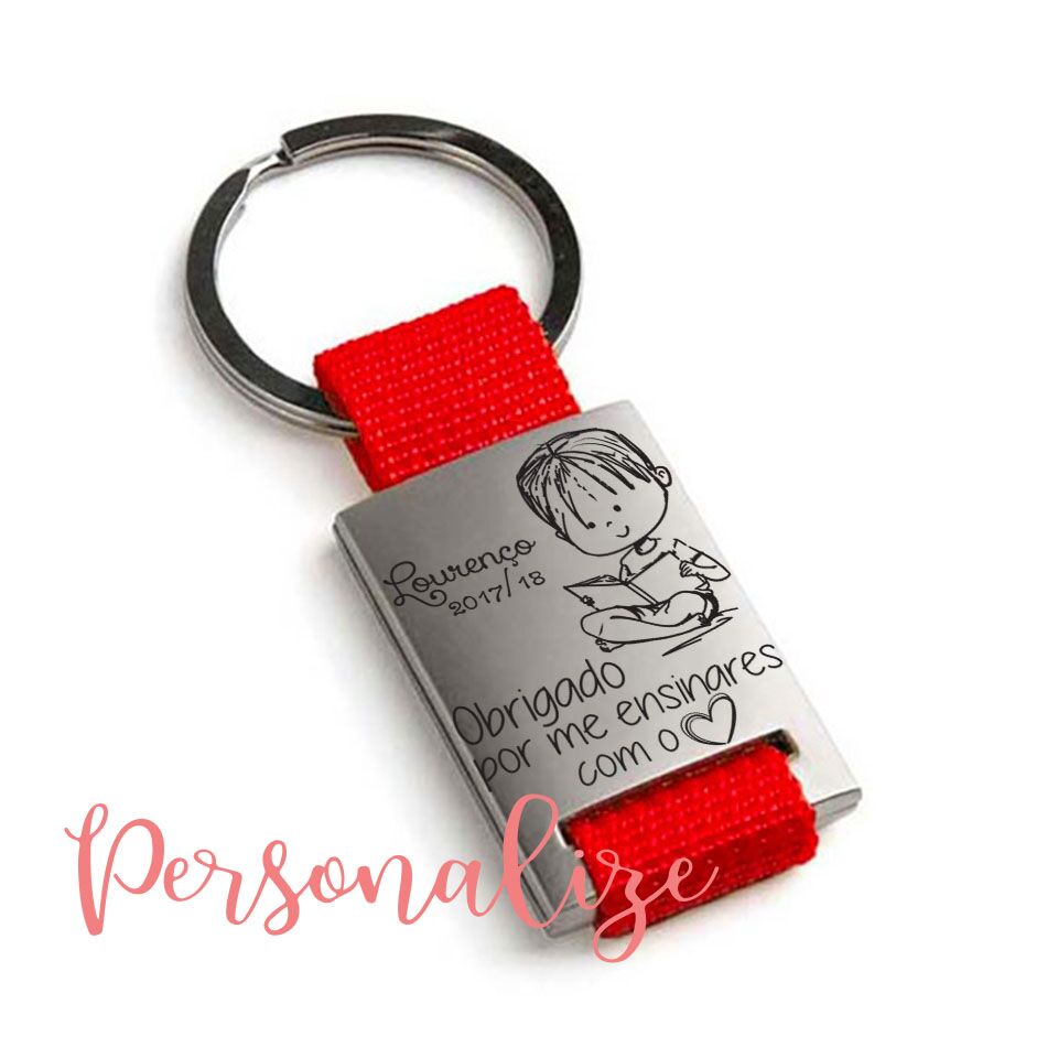 Porta Chaves "obrigado por me ensinares com o coração" Personalize