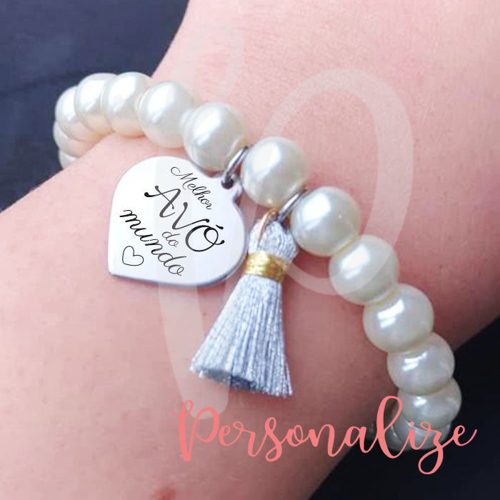 Pulseira perolas Melhor avó do mundo Personalize