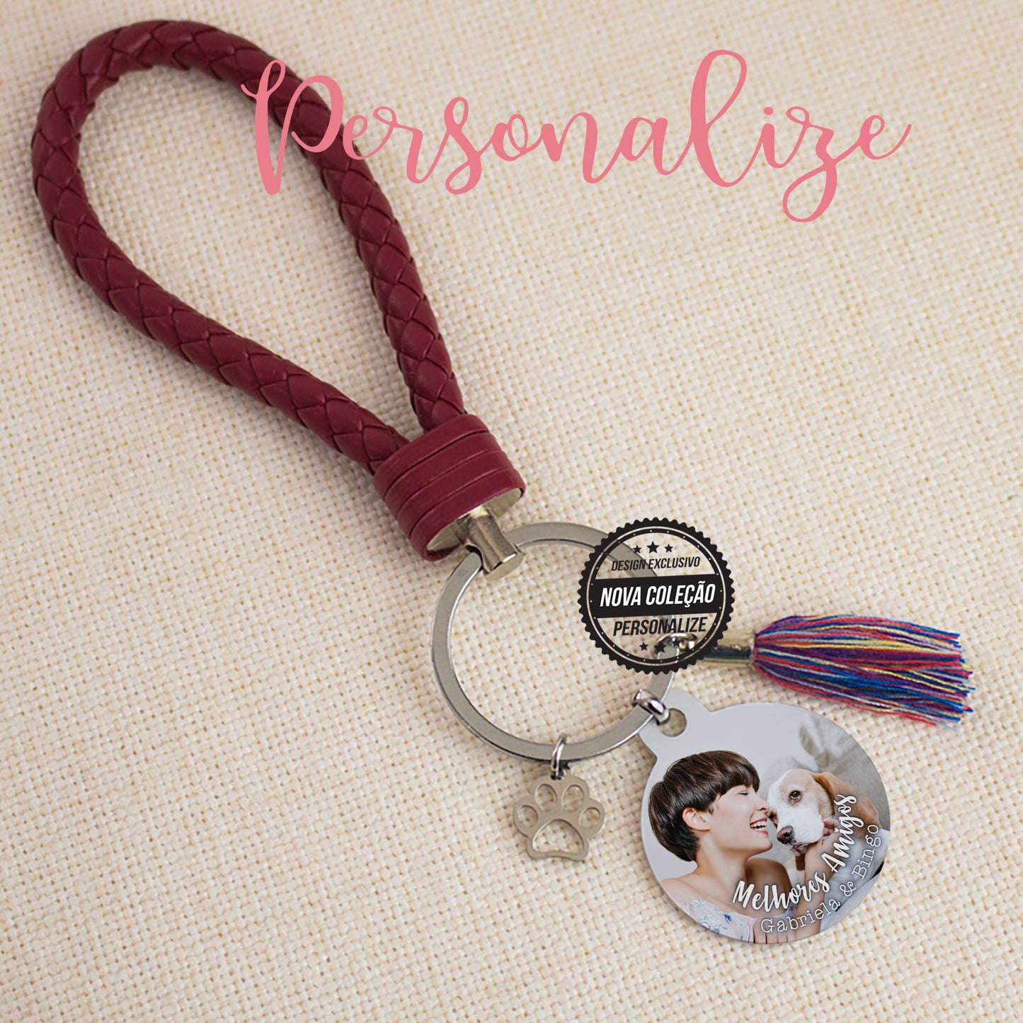 Porta-chaves foto animal de estimação