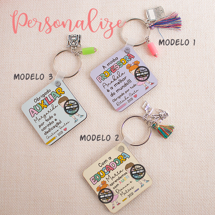 Porta-chaves em madeira " Professora/Educadora/Auxiliar"