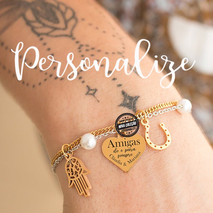 Pulseira amuletos "Amigas de e para sempre"
