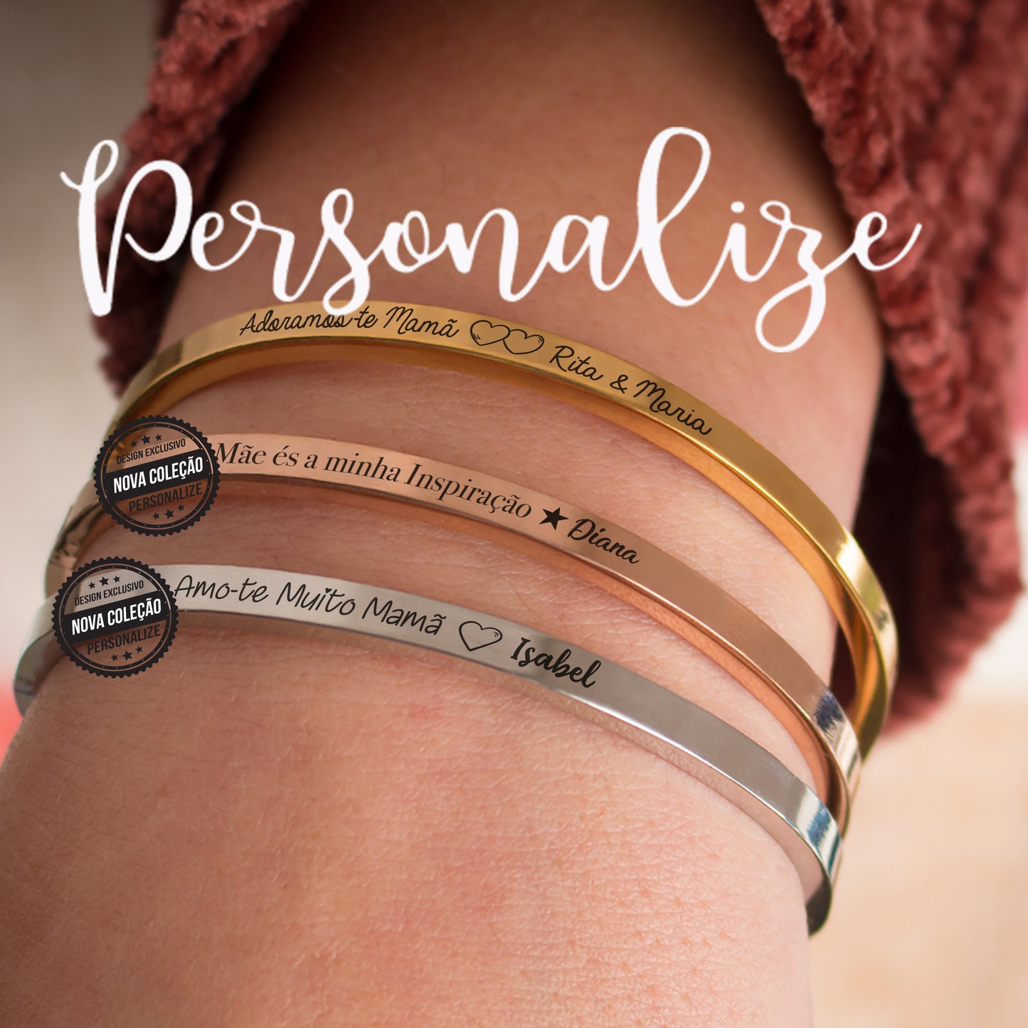 Pulseira escrava fina "Mãe"