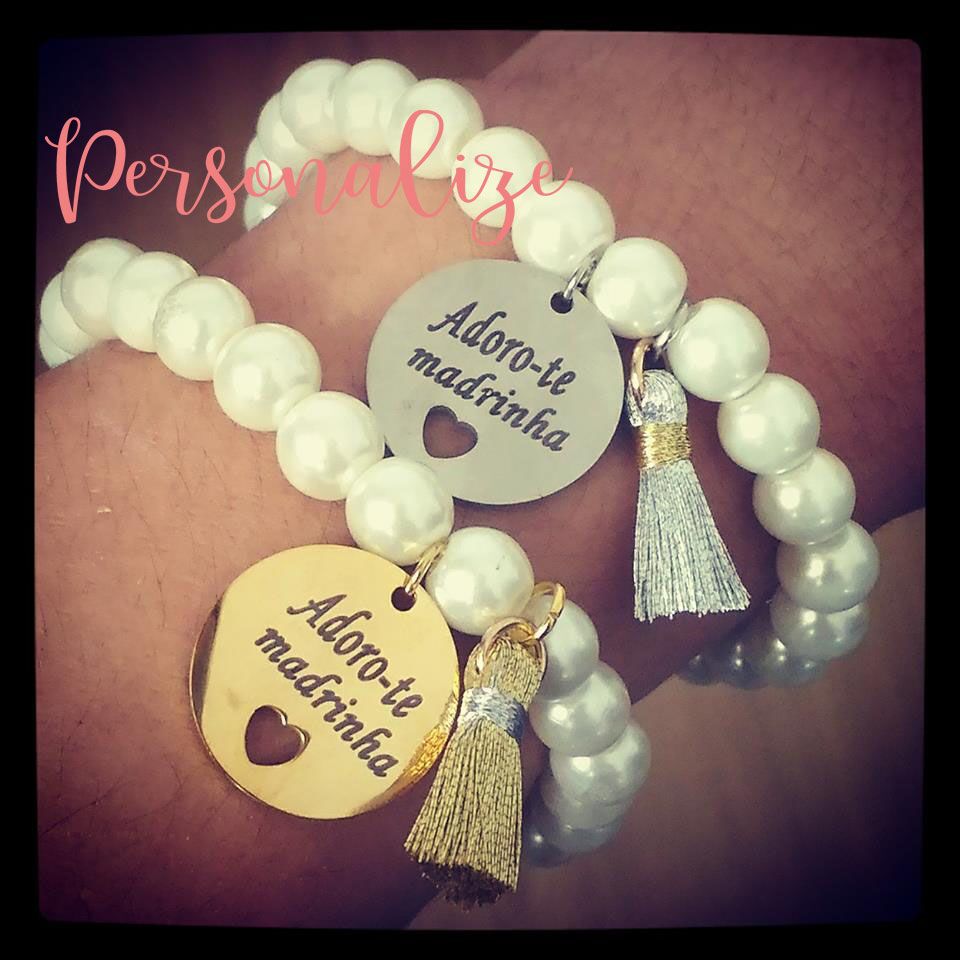 Pulseira pérolas "Adoro-te Madrinha" Personalize
