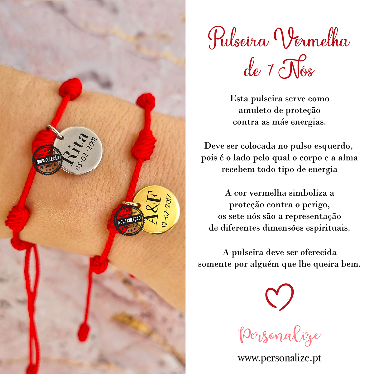 Pulseira vermelha 7 nós