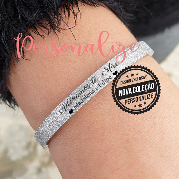 Pulseira escrava larga brilhante " Adoramos-te Mãe"