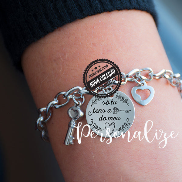 Pulseira " Só tu tens a chave do meu coração"