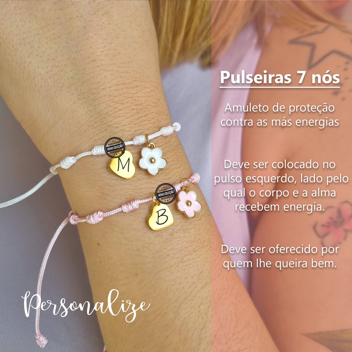 Pulseira 7 nós flor