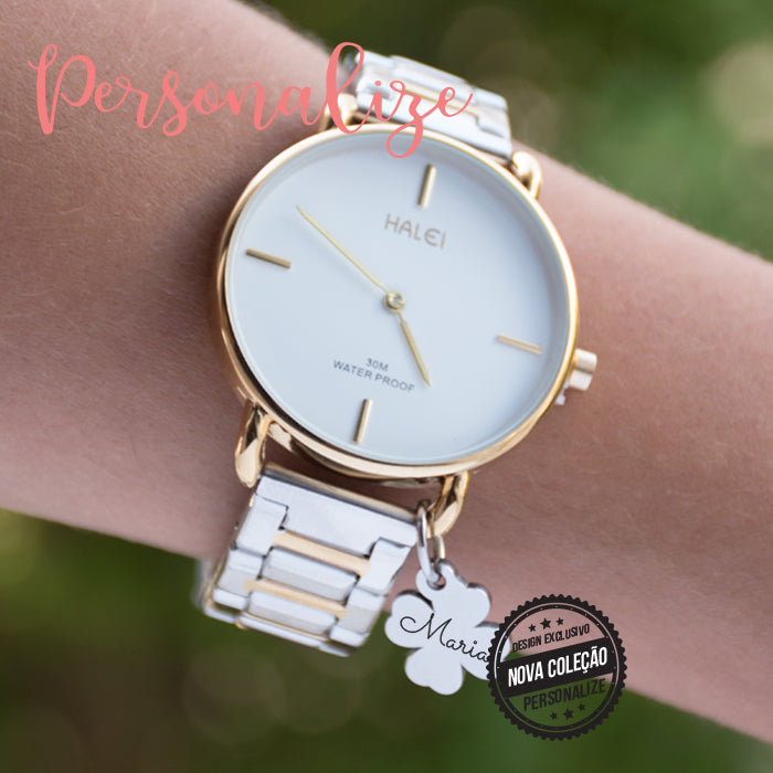 Relógio aço inox a prova de água Personalize