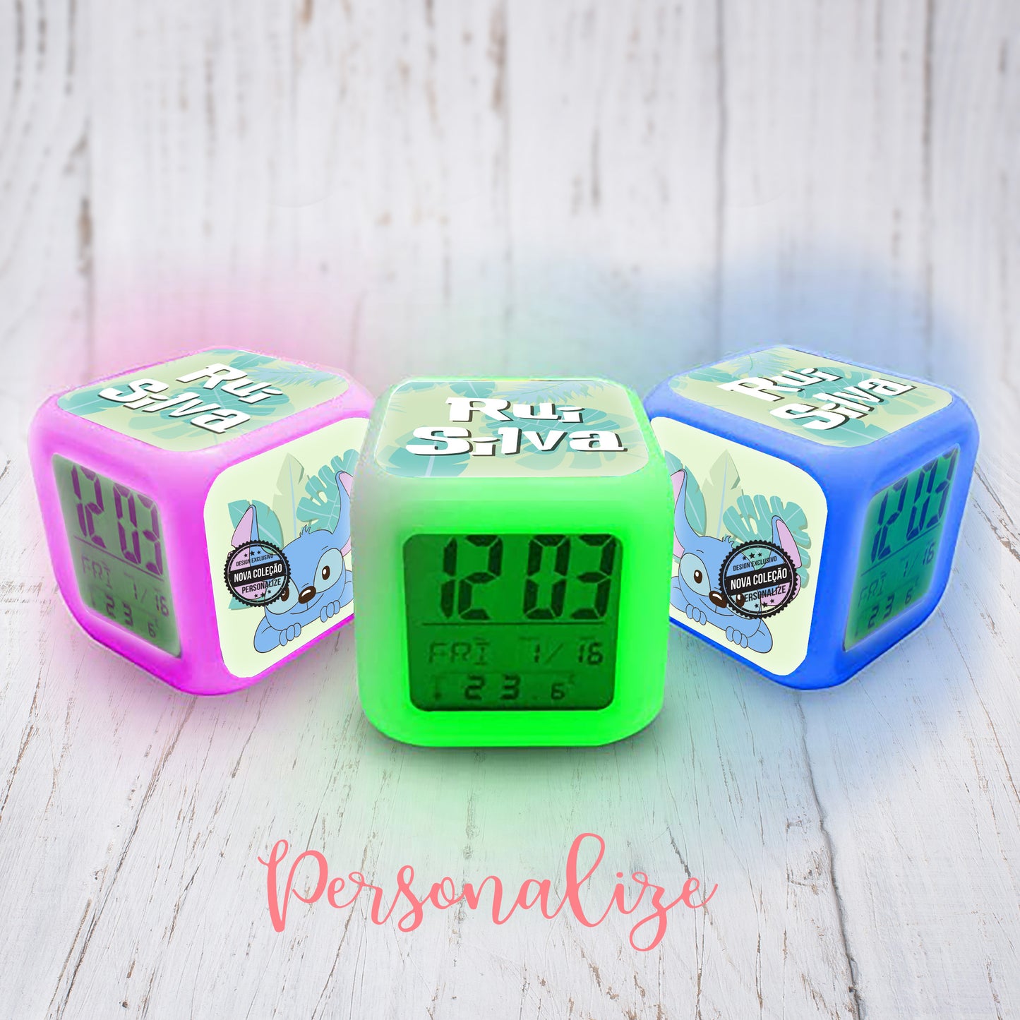 Relógio / despertador Stitch "Nome"