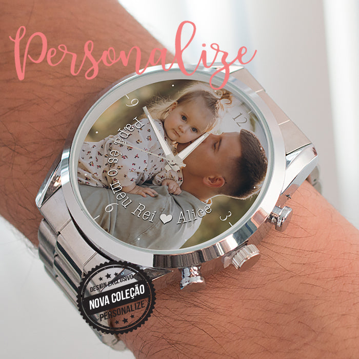 Relógio "Papá és o meu Rei" com fotografia
