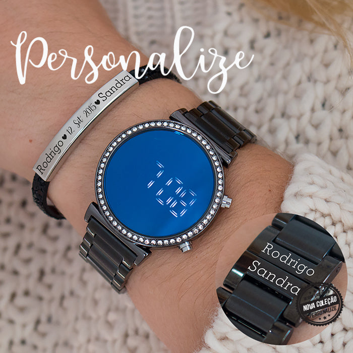 Relógio digital e/ou pulseira "nomes e data"