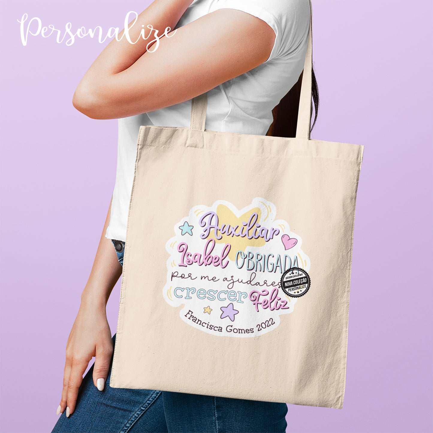 Saco de tecido "Obrigada"