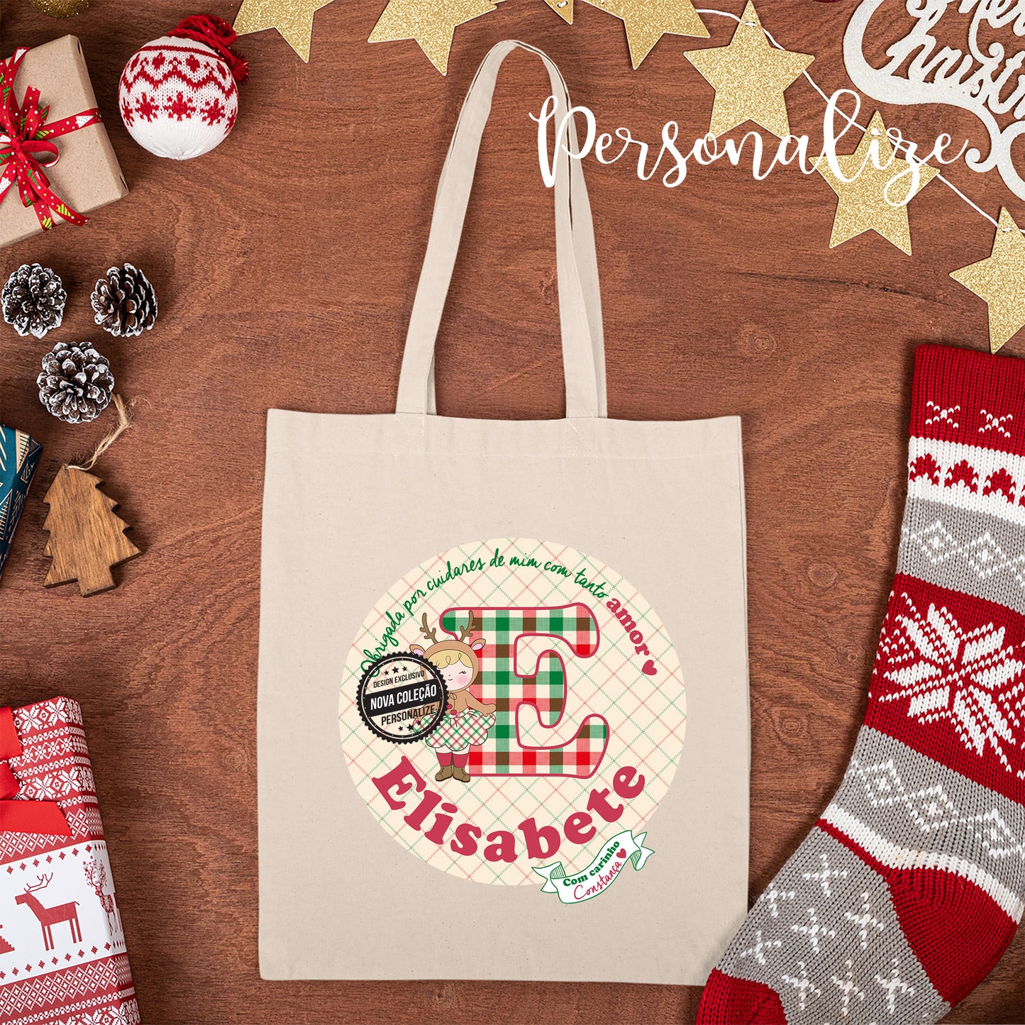 Saco de tecido reutilizável, uma sugestão de presente super gira e amiga do ambiente Personalize com a frase que desejar.