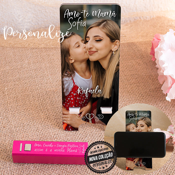 Suporte de telemóvel + power bank