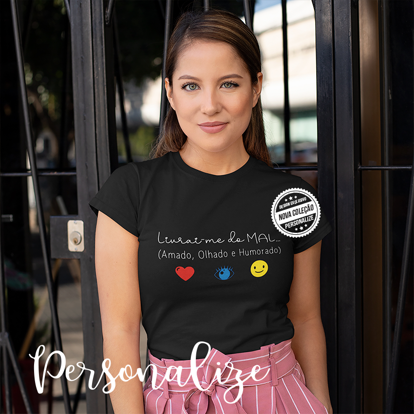 T-shirt "Livrai-me do mal...Amado, olhado, humurado "
