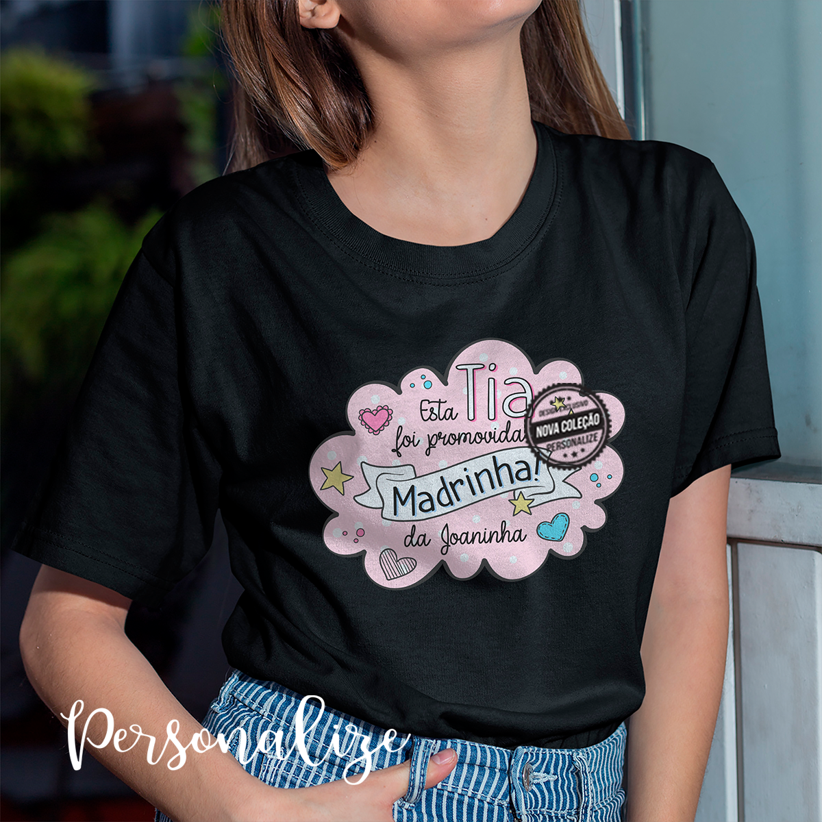 MP390Novidade! T-shirt 100% algodão para madrinha. Aproveite a nossa sugestão de imagem ou personalize com o texto que desejar. Esta Páscoa surpreenda que mais importa. T-shirt disponível em preto ou branco e do tamanho S ao XXL. REF: MP390 Material 100% algodão