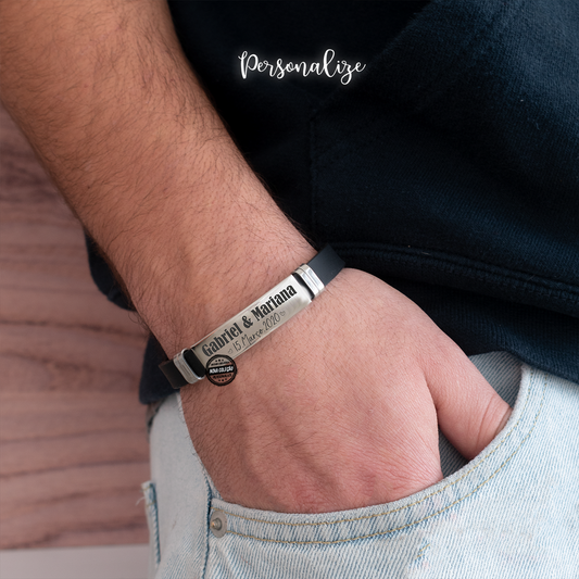 Pulseira de homem "Nomes e data"